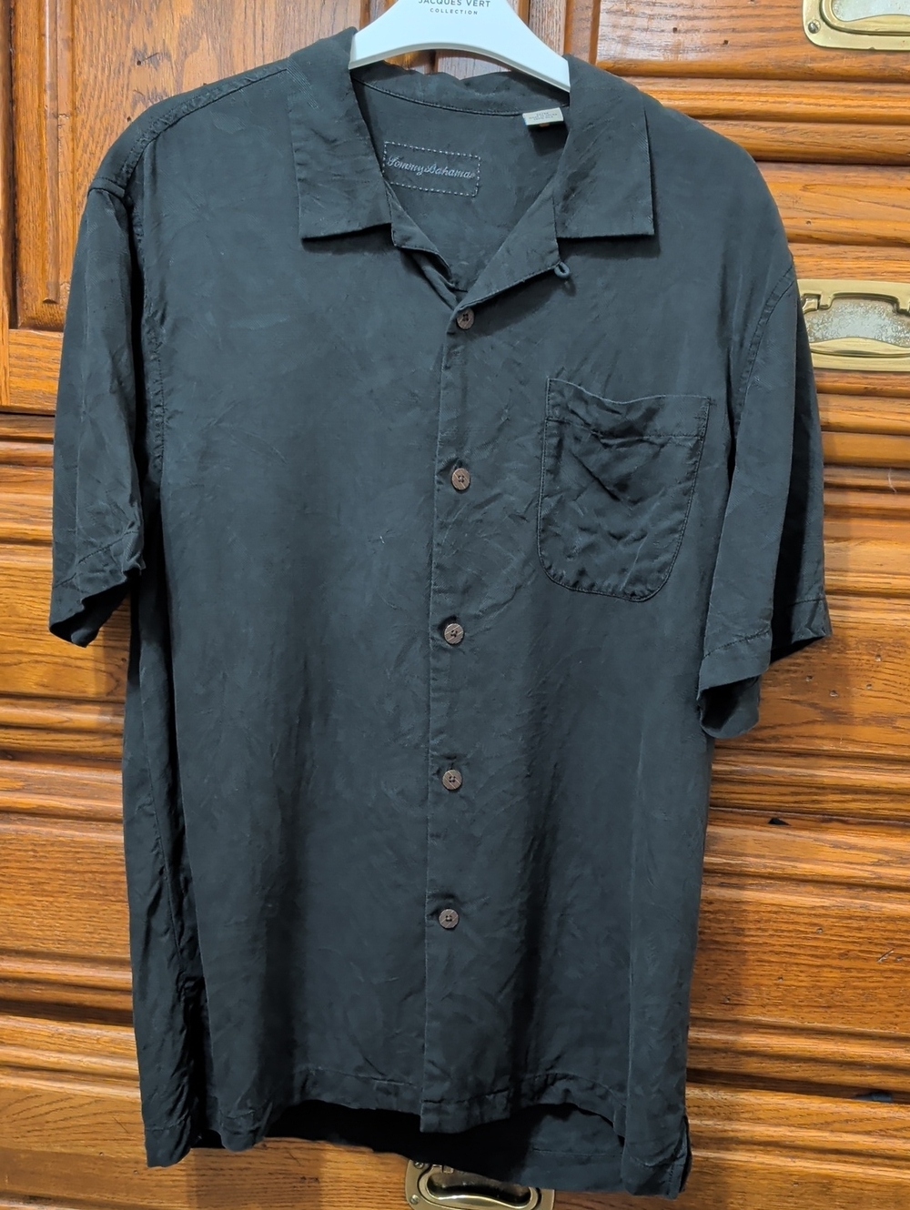 Men's Tommy Bahama 100% Silk Black Short-Sleeve Button Up Short Sleeve Shirt